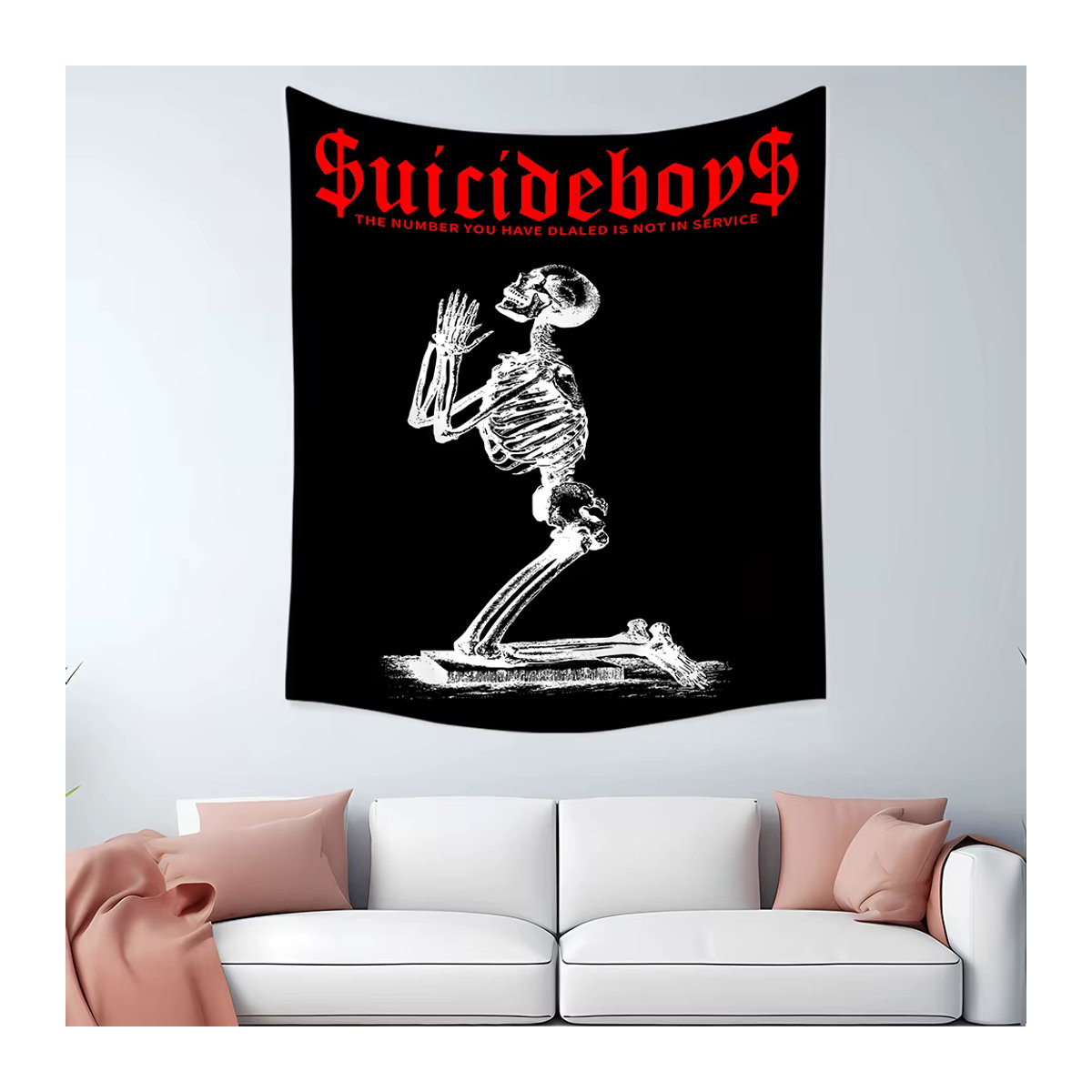 RoarGosh Wandteppich mit Totenkopf-Design in Schwarz und Rot, rechteckiges Textil-Wandposter zur Dekoration - Bild 3