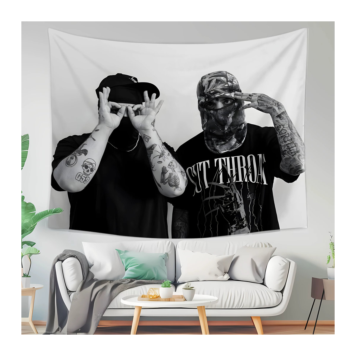 RoarGosh Wandteppich Suicide Music Theme, schwarzer Wandbehang aus Polyester für dein Schlafzimmer oder Kinderzimmer - Bild 2