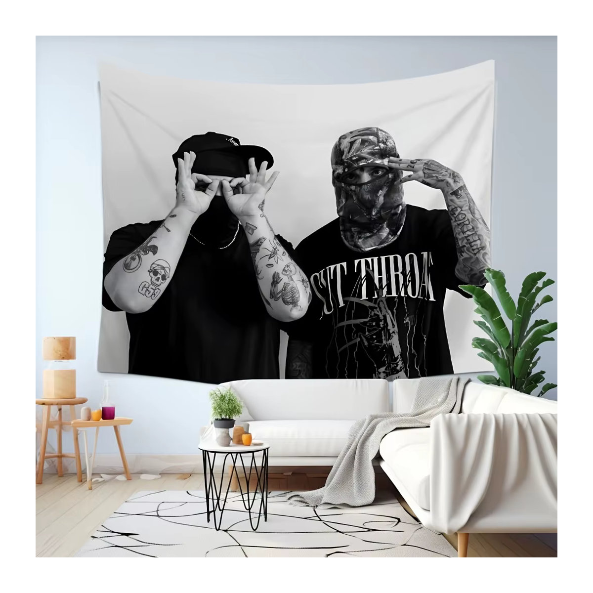 RoarGosh Wandteppich Suicide Music Theme, schwarzer Wandbehang aus Polyester für dein Schlafzimmer oder Kinderzimmer - Bild 3