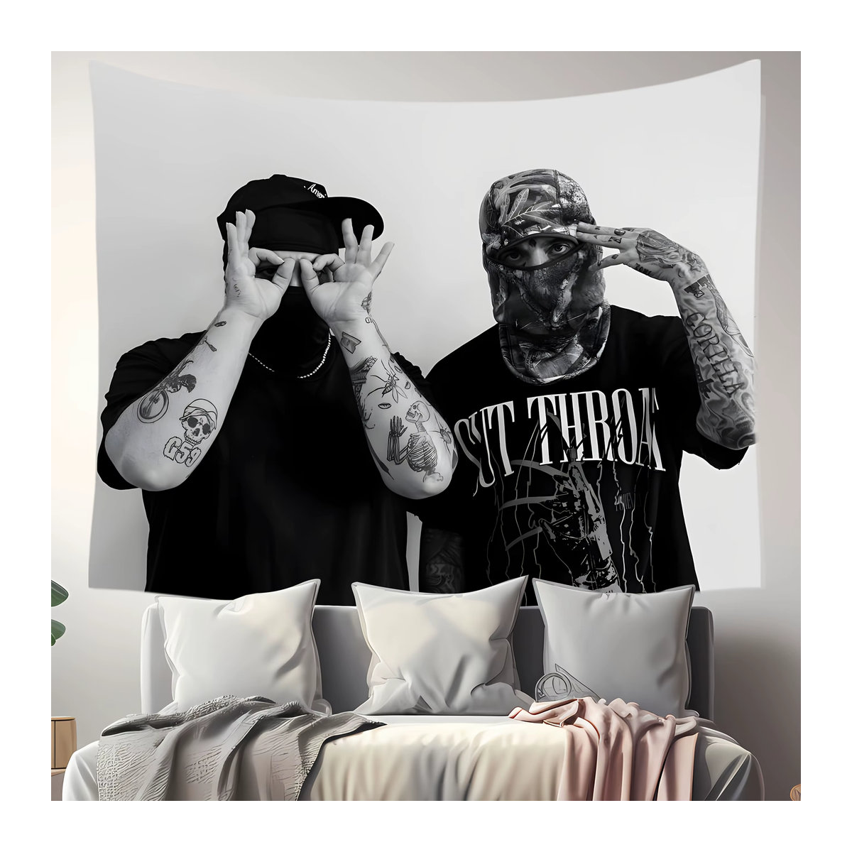 RoarGosh Wandteppich Suicide Music Theme, schwarzer Wandbehang aus Polyester für dein Schlafzimmer oder Kinderzimmer - Bild 4