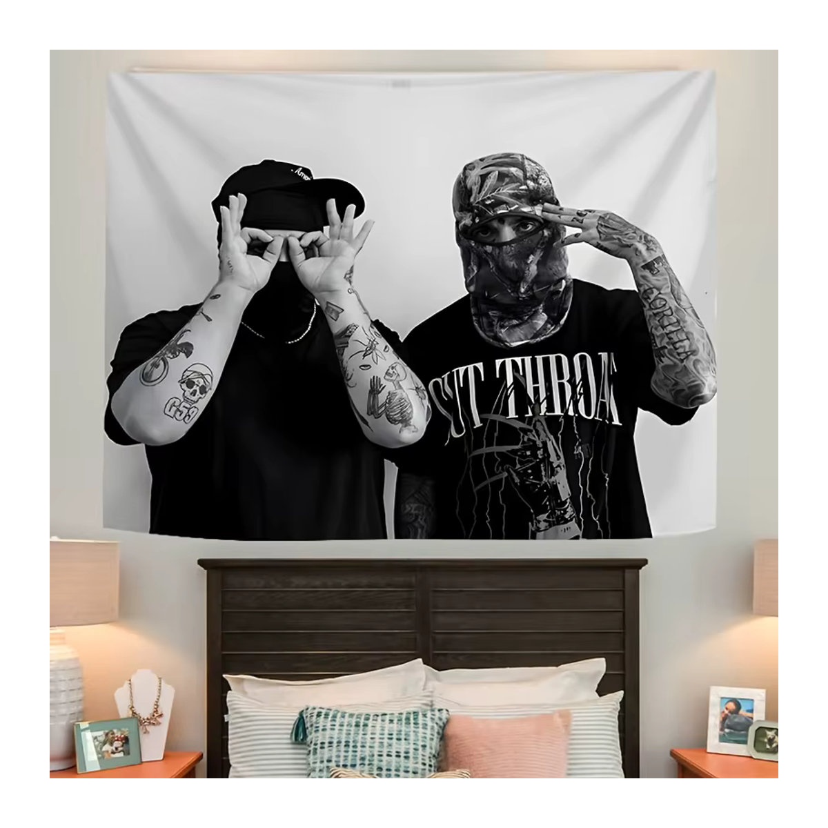 RoarGosh Wandteppich Suicide Music Theme, schwarzer Wandbehang aus Polyester für dein Schlafzimmer oder Kinderzimmer - Bild 5