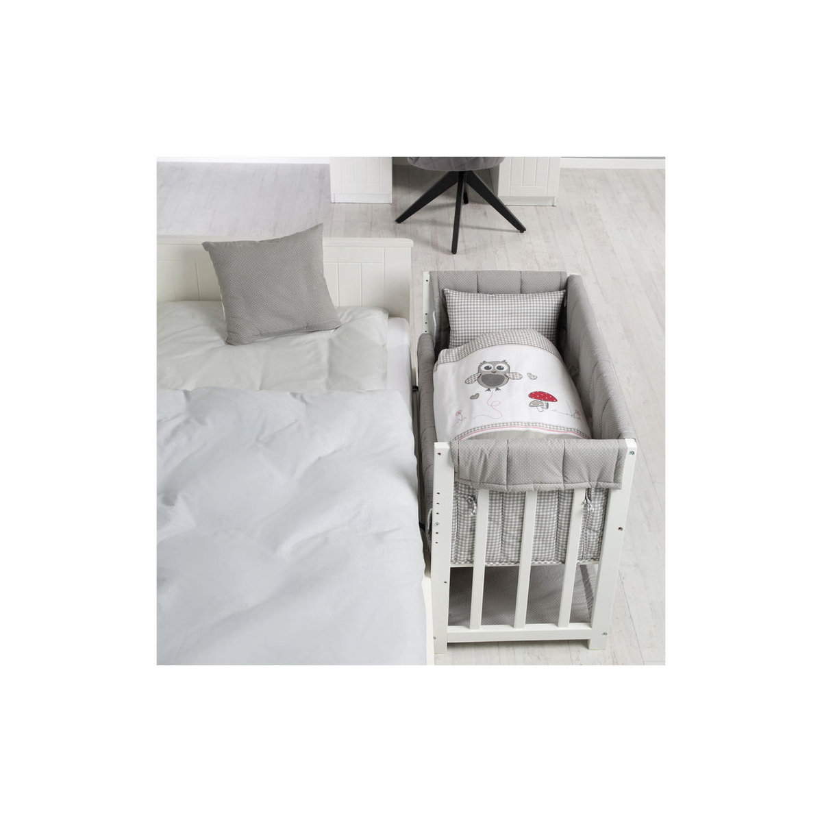Roba 4in1 Babybett aus Holz in Weiß, B/L: 76 x 95 cm - Bild 3