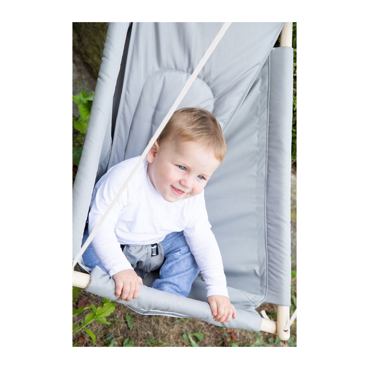 Roba Baby-Hängeschaukel Hängesitz in Grau aus Holz und Polyester - Bild 2