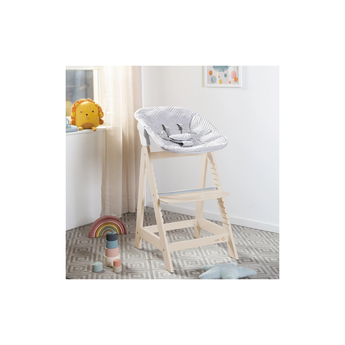 ROBA Hochstuhl Born Up Zick Zack in Cashmere/Beige mit geometrischem Design - Bild 2