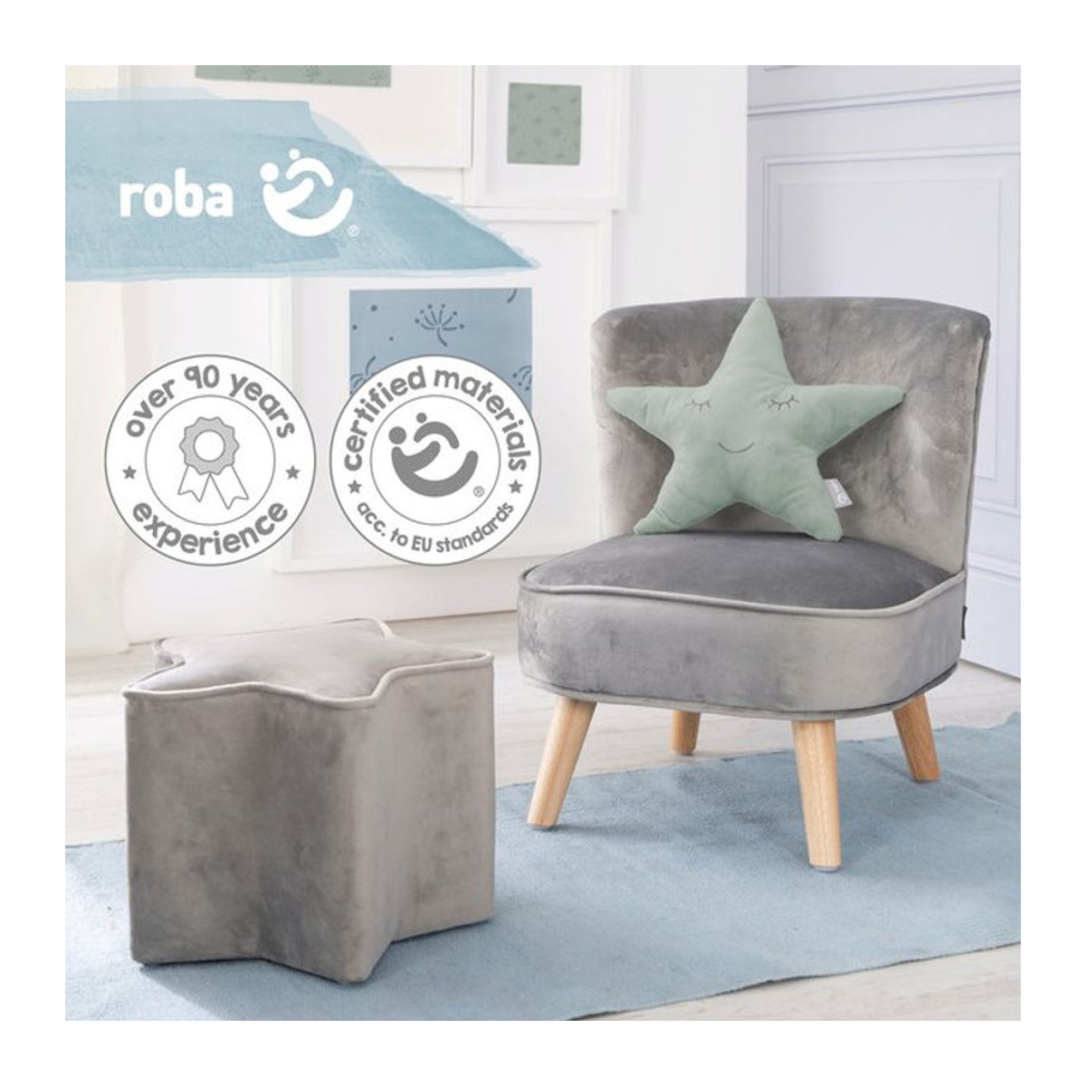 Roba Kuschel- und Dekokissen im Design Frosty Green mit Stern-Motiv - Bild 5