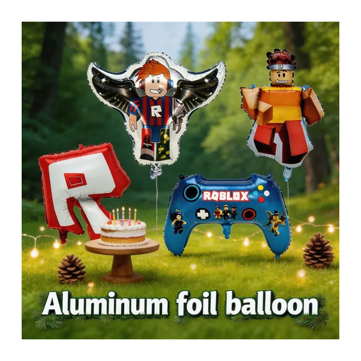 Roblox Aluminiumfolienballon-Set für Kinder als mehrfarbige Geburtstagsdekoration in Metall-Optik - Bild 1