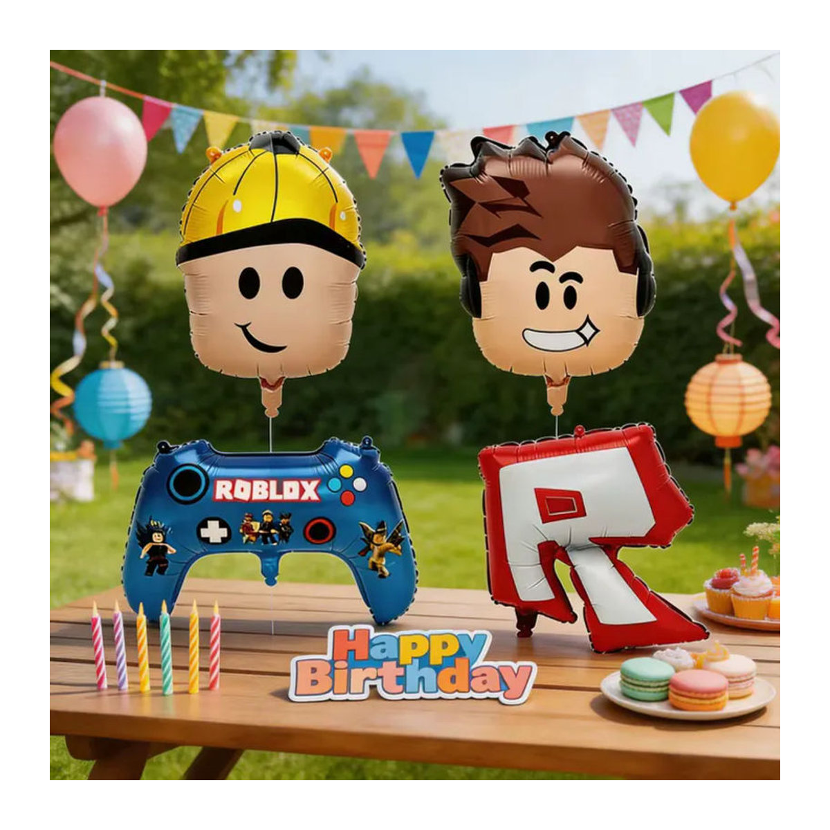 Roblox Aluminiumfolienballon-Set für Kinder als mehrfarbige Geburtstagsdekoration in Metall-Optik - Bild 2