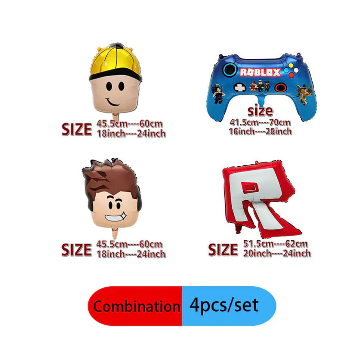 Roblox Aluminiumfolienballon-Set für Kinder als mehrfarbige Geburtstagsdekoration in Metall-Optik - Bild 5