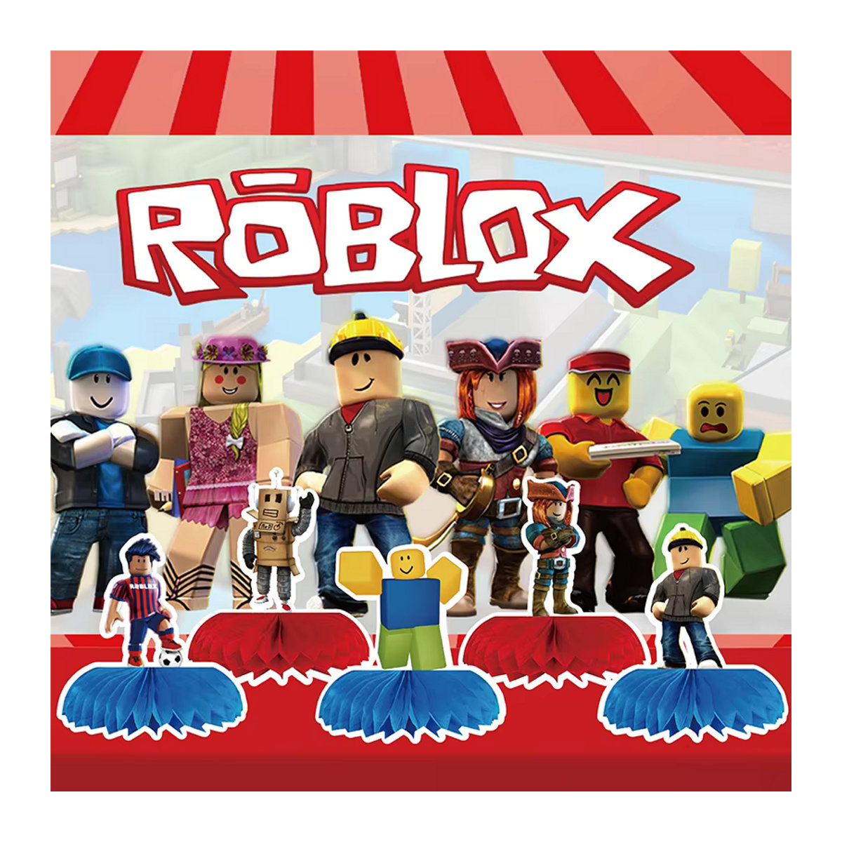 Roblox Waben-Partydekoration für Kinder zum Geburtstag, mehrfarbig, rund aus Papier - Bild 2