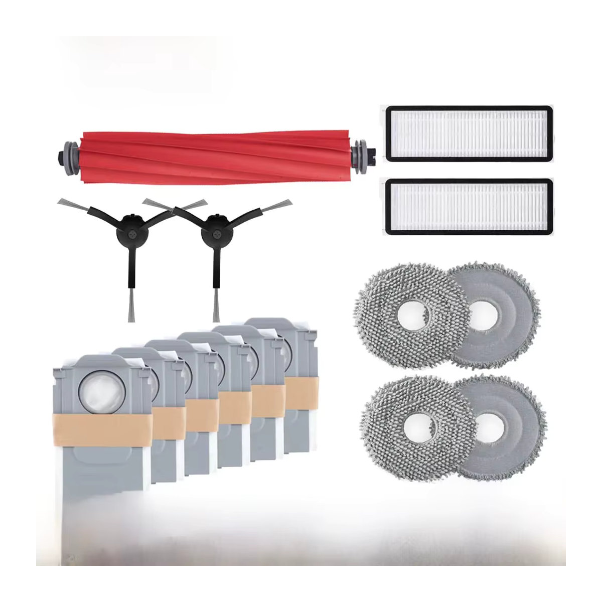 Roborock QRevo S und Q Revo Pro Ersatzteil-Set mit Mopptüchern, Filtern, Hauptbürsten, Staubbeuteln und Seitenbürsten in Bunt - Bild 3