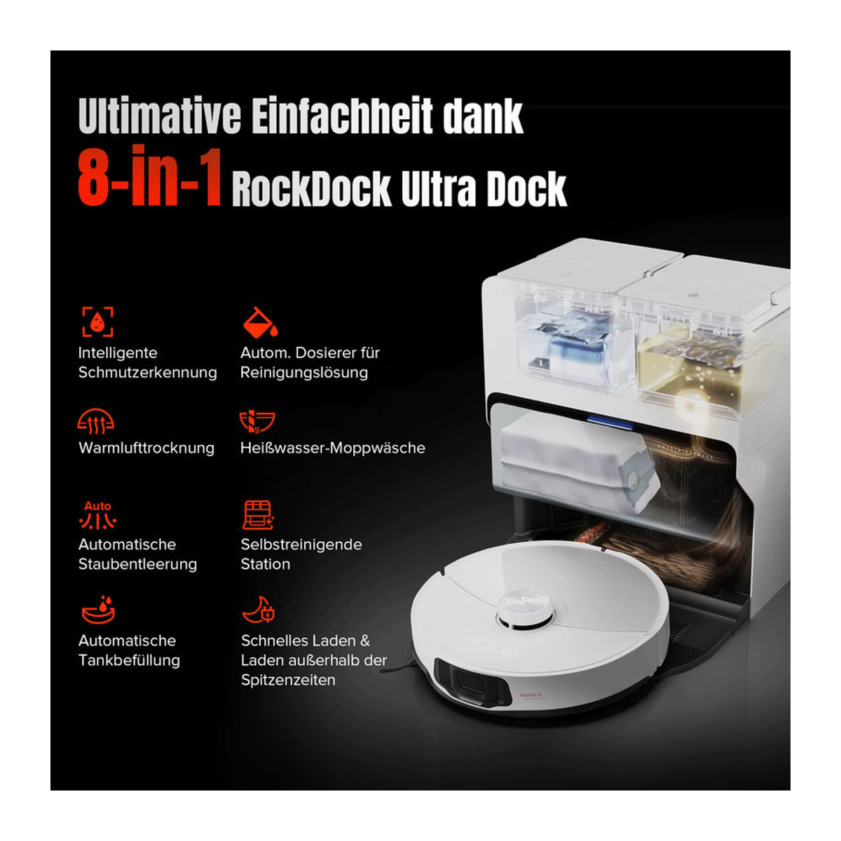 Roborock S8 MaxV Ultra Saugroboter mit Wischfunktion, Weiß, Generalüberholt - Bild 3