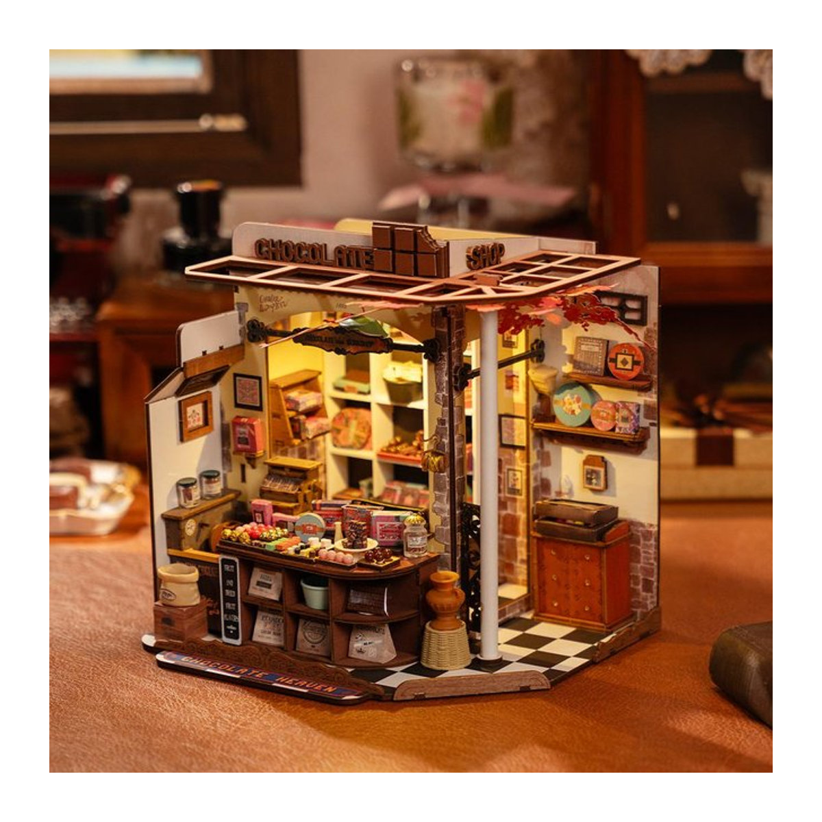 ROBOTIME 3D-Puppenhaus-Set aus Holz in Vintage-Optik, DIY Miniaturhaus zum Basteln für Erwachsene und Teenager, mehrfarbig - Bild 1