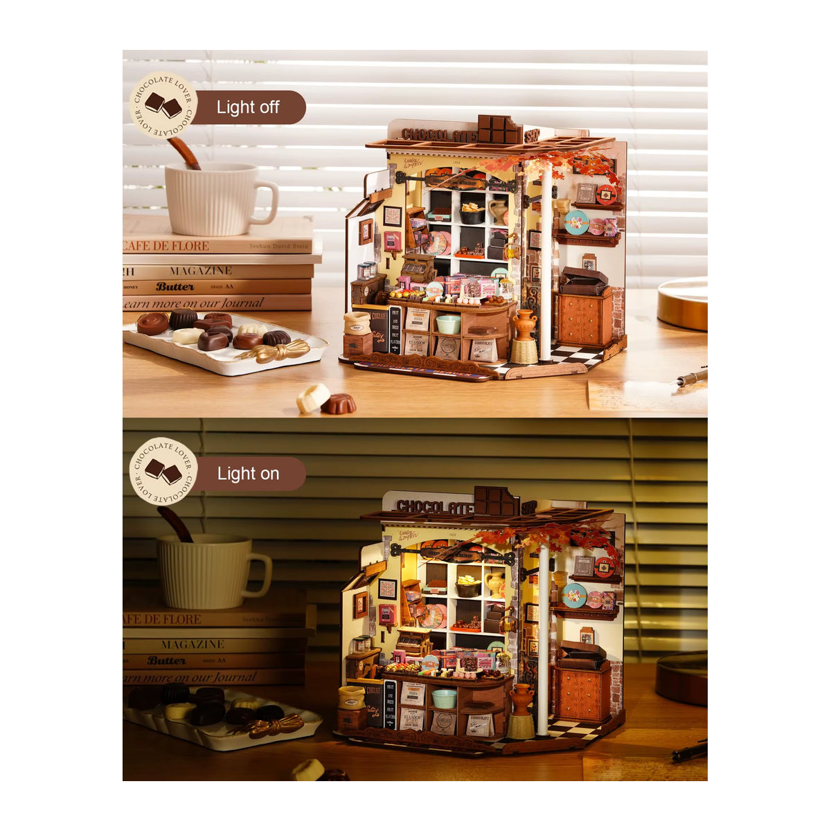 ROBOTIME 3D-Puppenhaus-Set aus Holz in Vintage-Optik, DIY Miniaturhaus zum Basteln für Erwachsene und Teenager, mehrfarbig - Bild 4