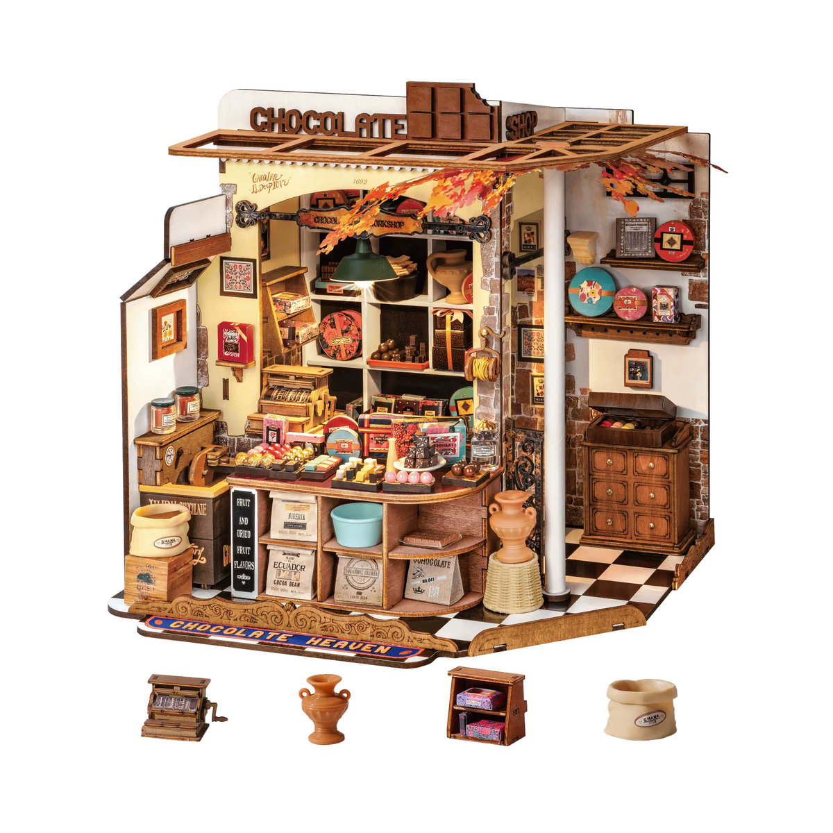 ROBOTIME 3D-Puppenhaus-Set aus Holz in Vintage-Optik, DIY Miniaturhaus zum Basteln für Erwachsene und Teenager, mehrfarbig - Bild 6