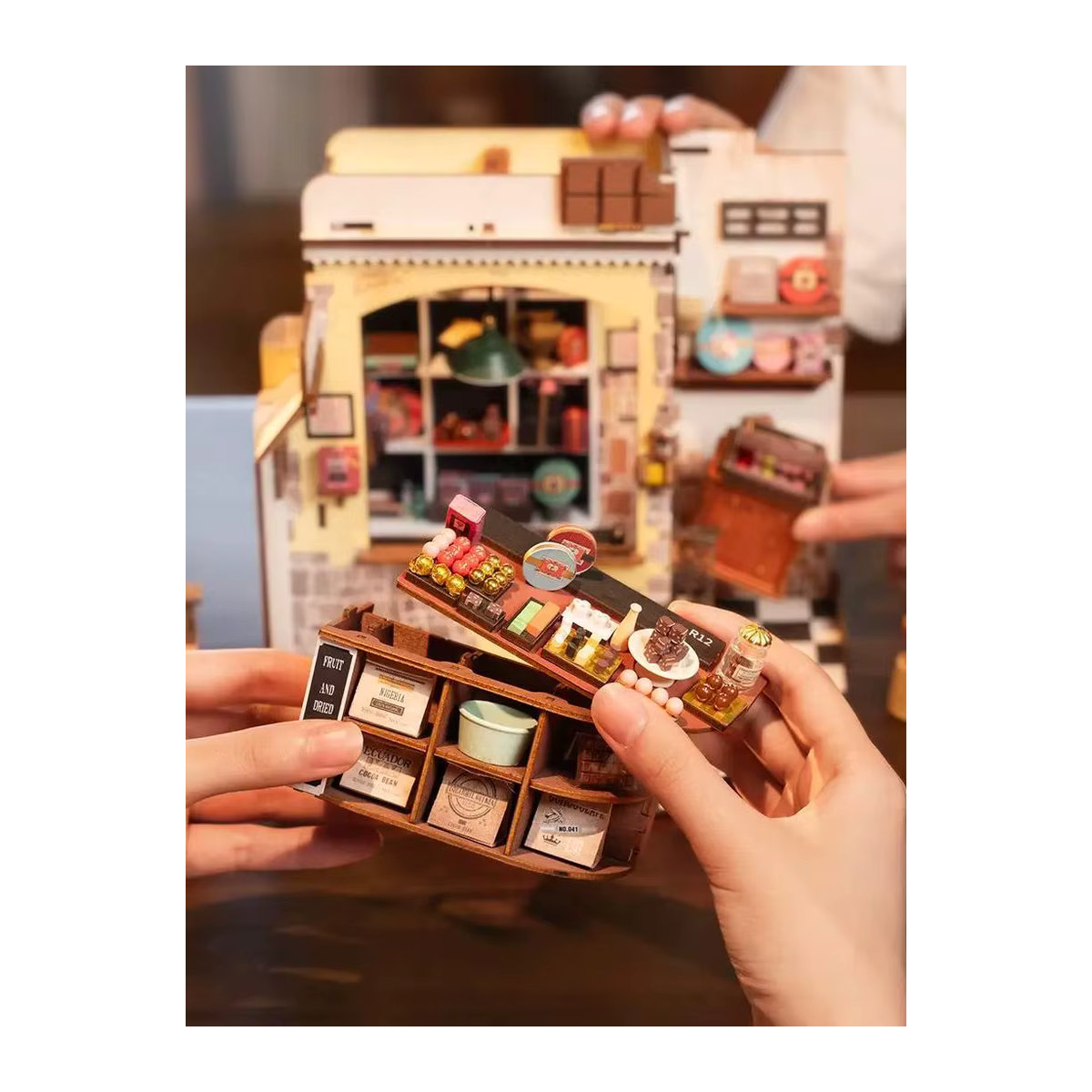 ROBOTIME 3D-Puppenhaus-Set aus Holz in Vintage-Optik, DIY Miniaturhaus zum Basteln für Erwachsene und Teenager, mehrfarbig - Bild 7