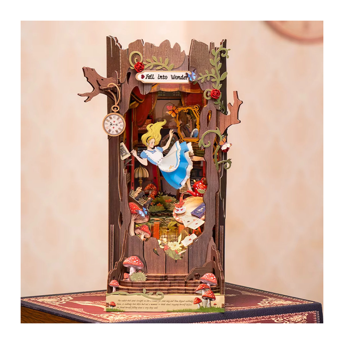 Robotime Fall into Wonder DIY Book Nook Bausatz mit Beleuchtung, mehrfarbiges Miniatur-Haus-Set aus Holz für Erwachsene - Bild 6