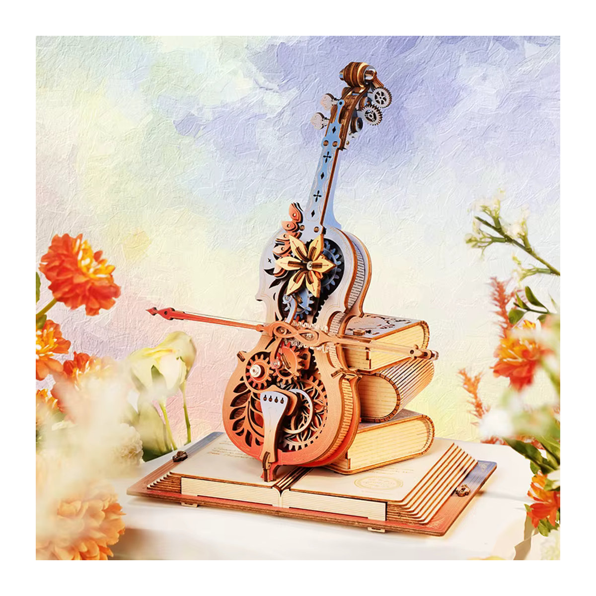 Robotime Magic Cello 3D-Holzpuzzle Spieluhr Katzenhimmel in Braun für Erwachsene - Bild 2