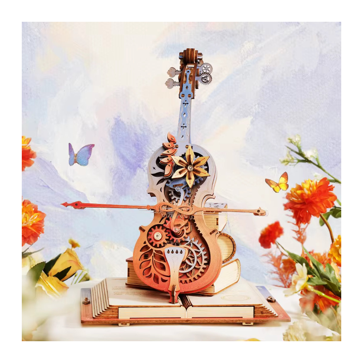 Robotime Magic Cello 3D-Holzpuzzle Spieluhr Katzenhimmel in Braun für Erwachsene - Bild 4