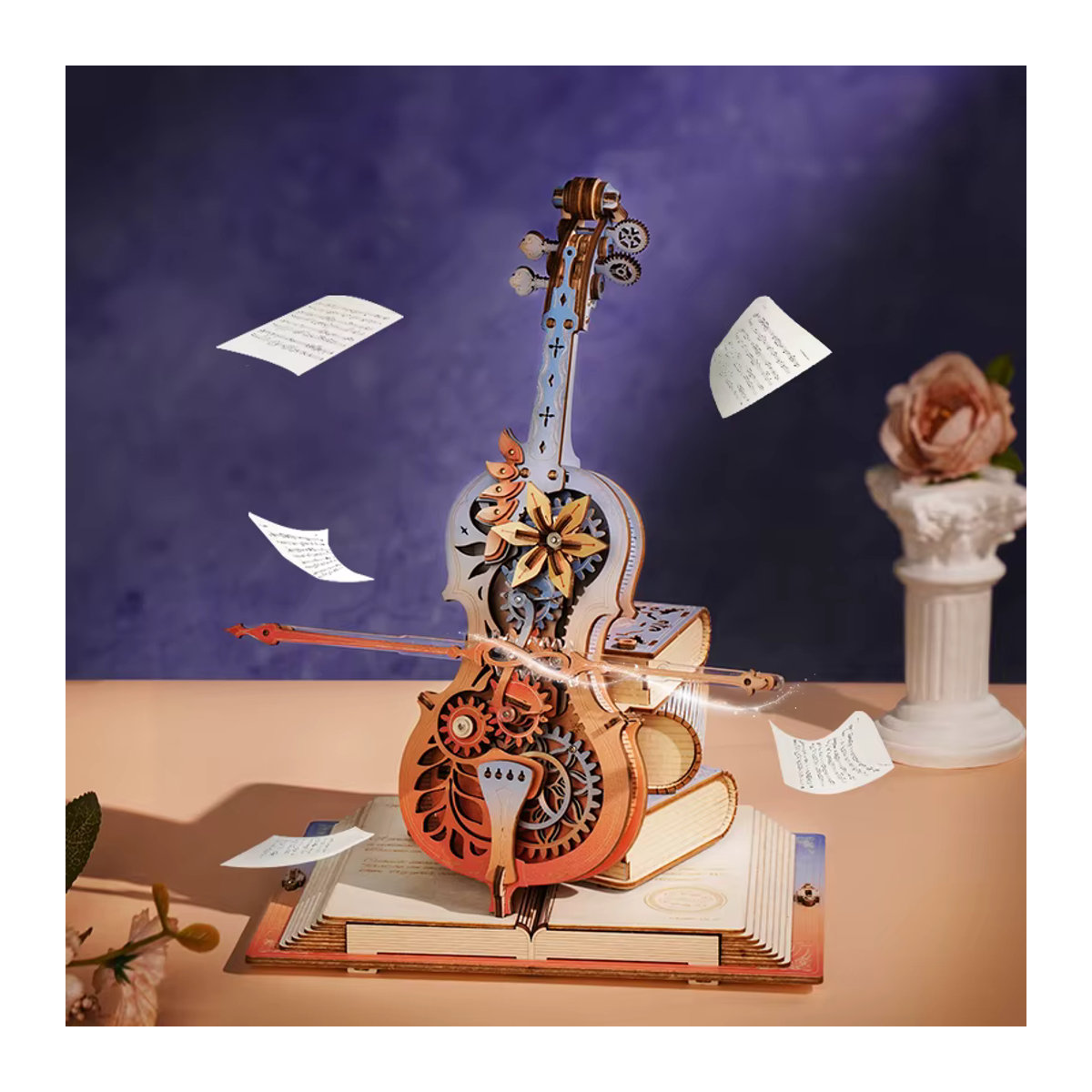 Robotime Magic Cello 3D-Holzpuzzle Spieluhr Katzenhimmel in Braun für Erwachsene - Bild 5