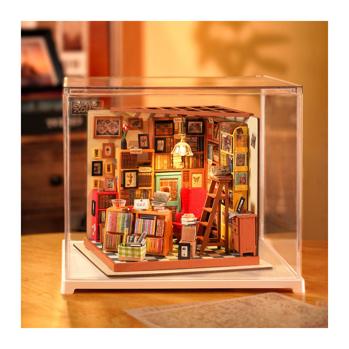 ROBOTIME Rolife 3D-Puzzle Sam's Arbeitszimmer Bibliothek DIY Miniaturhaus Bausatz aus Holz, mehrfarbig - Bild 7