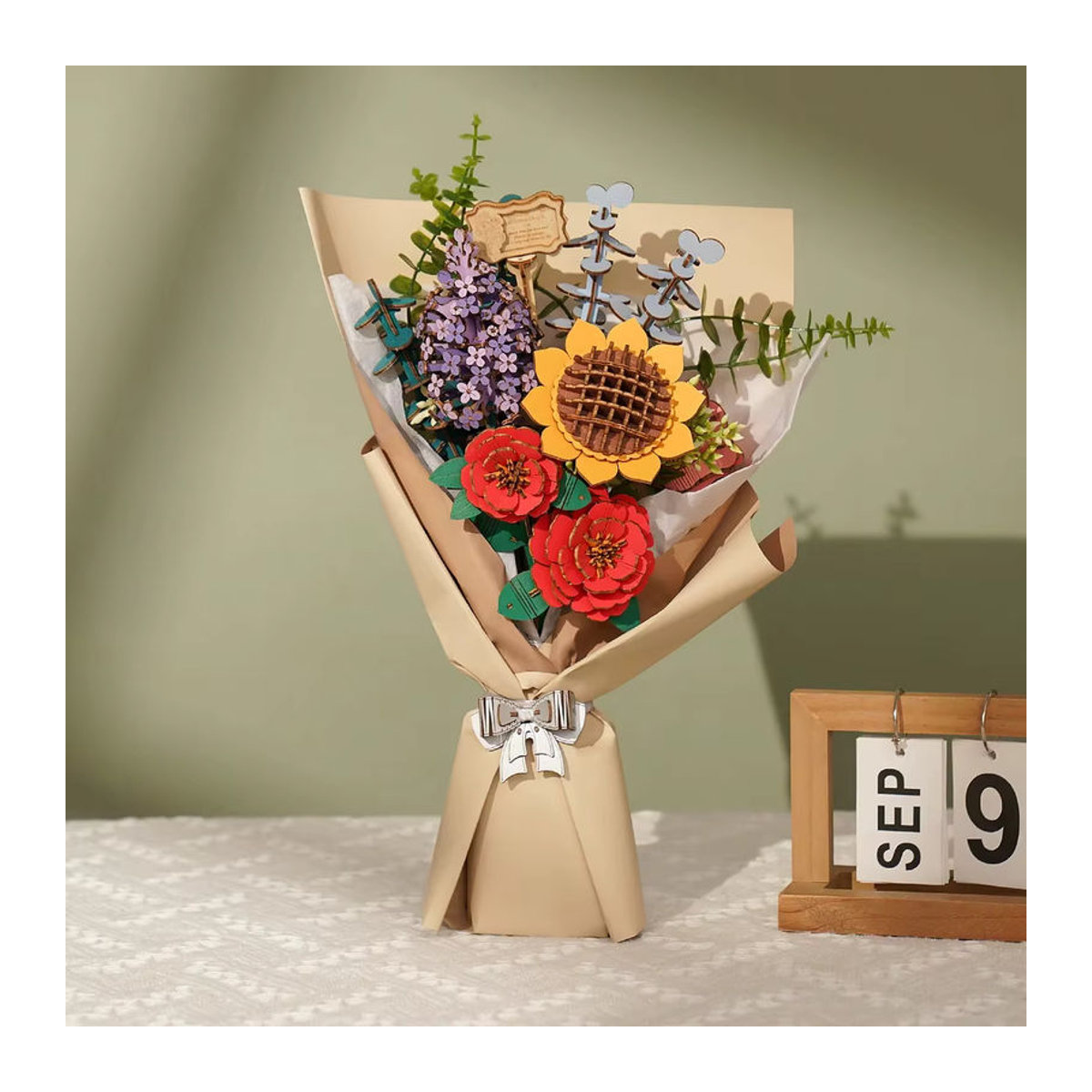 Robotime Rowood DIY Blumenstrauß aus Holz, mehrfarbiges 3D-Holzpuzzle als Dekoration - Bild 2