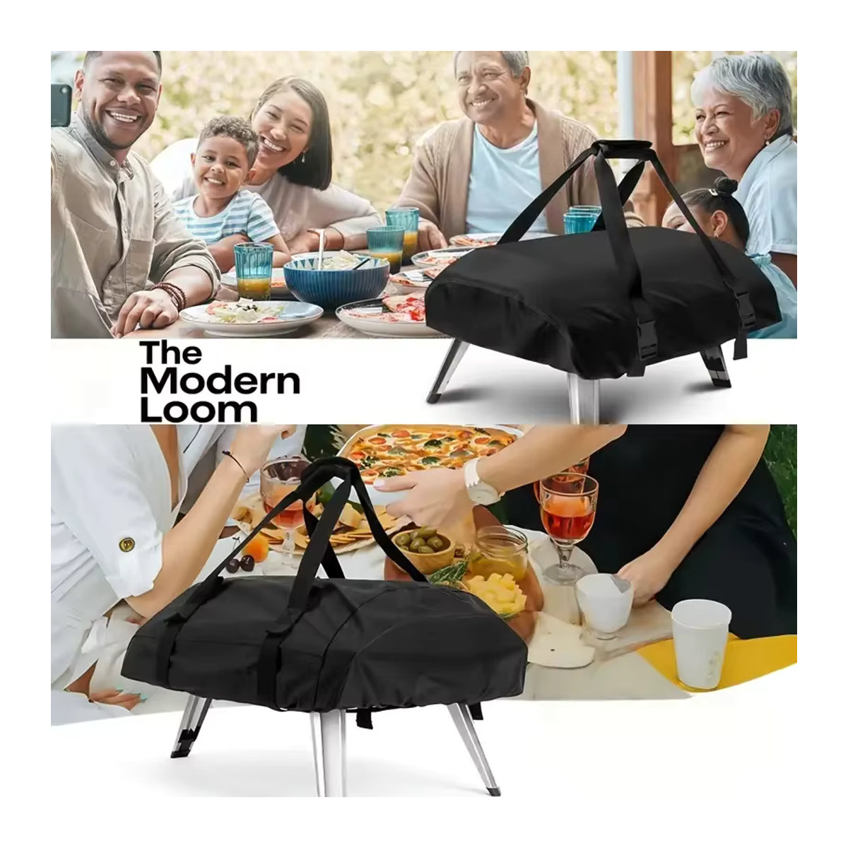 Robuste Pizzaofen-Abdeckung aus Oxford-Gewebe in Schwarz für 12 und 16 Zoll Modelle - Bild 2