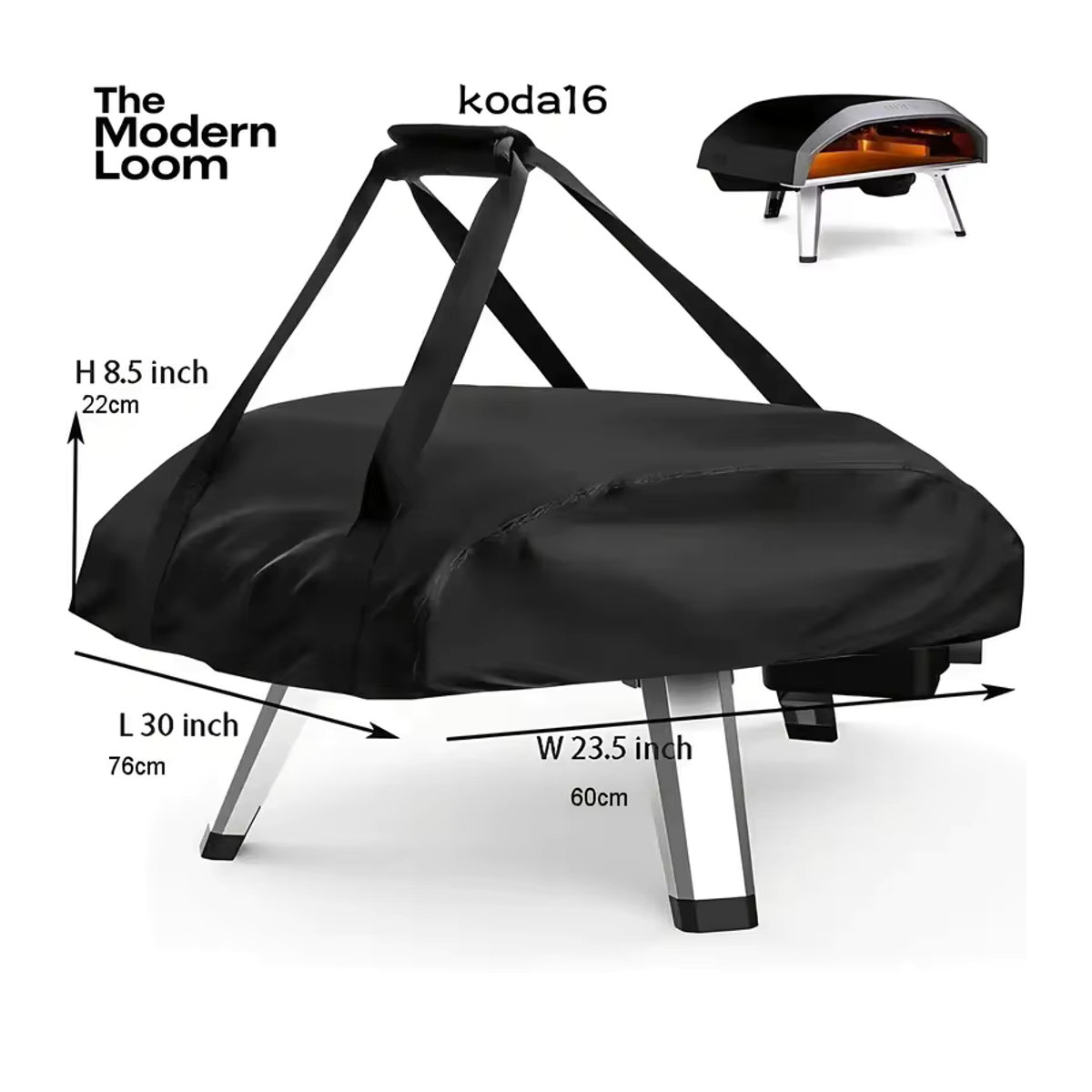 Robuste Pizzaofen-Abdeckung aus Oxford-Gewebe in Schwarz für 12 und 16 Zoll Modelle - Bild 5
