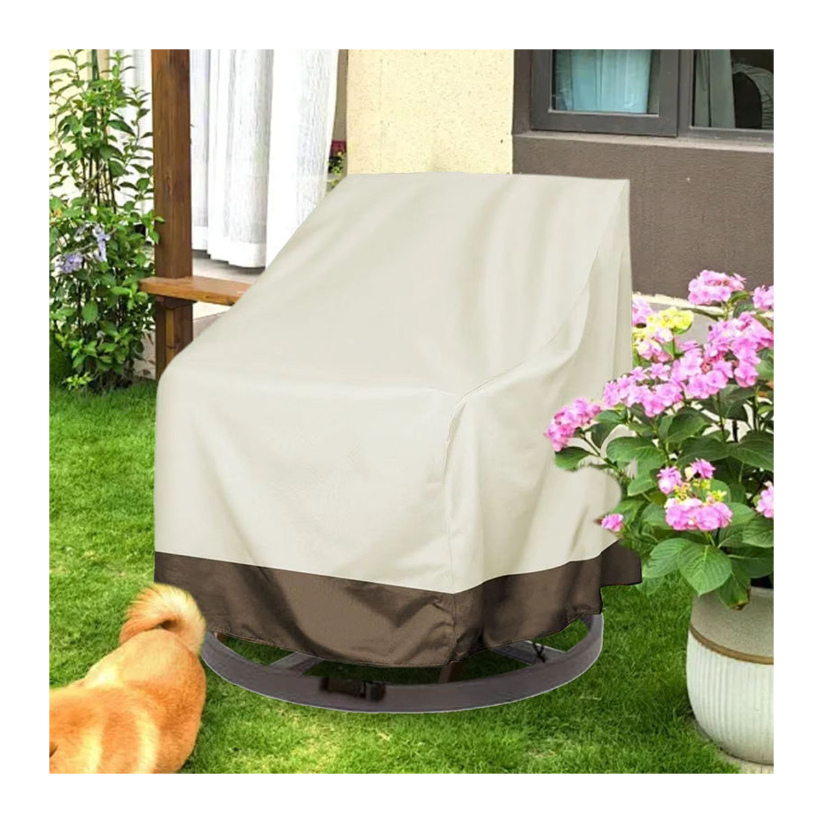 Robuste Staubschutzhüllen für Gartenmöbel und Schaukelstühle im Außenbereich, Beige - Bild 4