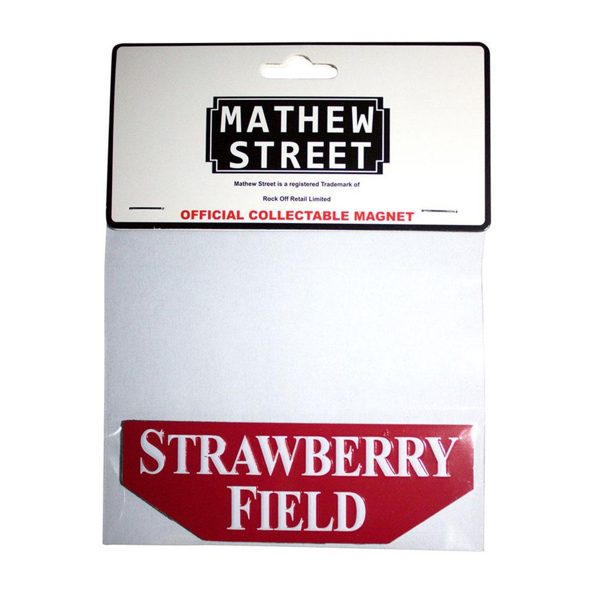 Rock Off Strawberry Field Geprägter Kühlschrankmagnet aus Metall in Weiß/Rot - Bild 2