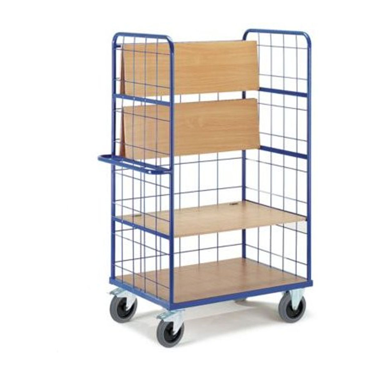 Rollcart AUG 18 Etagenwagen klappbar aus Stahl pulverbeschichtet in Enzianblau mit 3 Klapp-Etagen, B: 80 cm, L: 140 cm - Bild 1