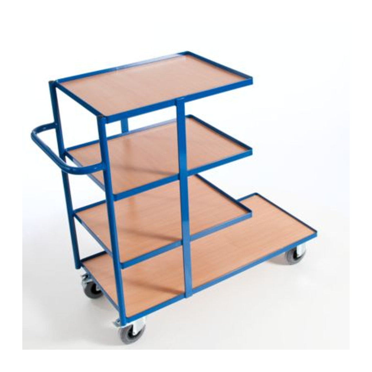 ROLLCART Beistell- und Kommissionswagen aus Stahl und Holzwerkstoff in Buchendekor und Blau - Bild 2