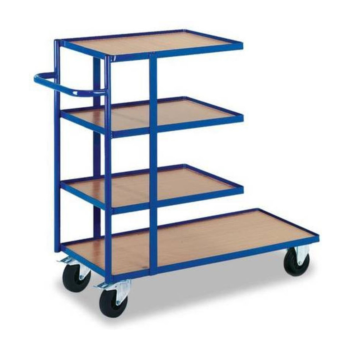 ROLLCART Beistell- und Kommissionswagen aus Stahl und Holzwerkstoff in Buchendekor und Blau - Bild 3