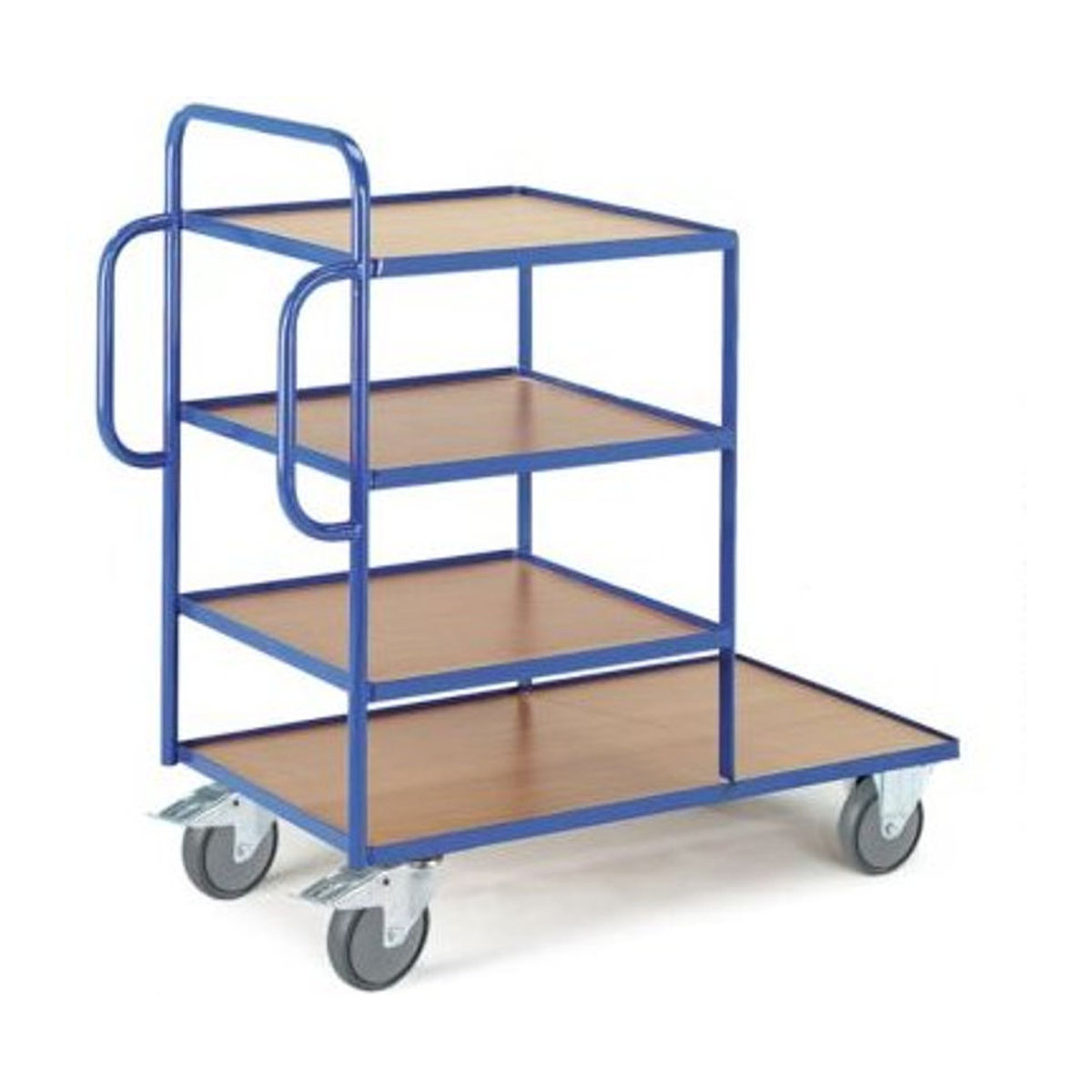 ROLLCART Kommissionierwagen mit 4 Etagen in Buchendekor und Blau, B/T: 1080 x 630 mm / 630 x 630 mm - Bild 2