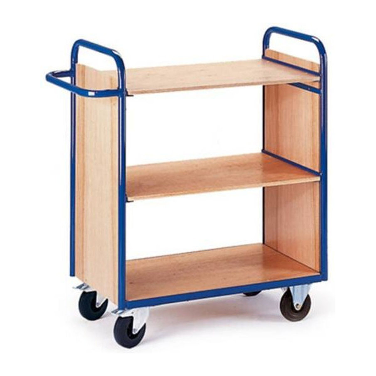Rollcart Transportsystem Etagenwagen mit 3 Etagen in Blau und Buche-Dekor - Bild 1