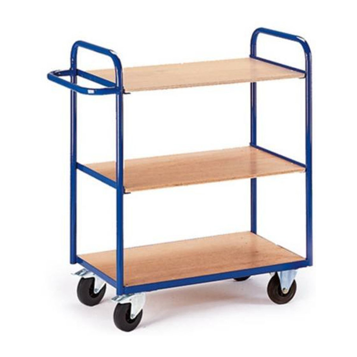 Rollcart Transportsysteme Etagenwagen aus Stahl und Holzwerkstoff mit 12 Etagen in Blau und Buche-Dekor B/T/H: 1000 x 500 x 50 cm - Bild 1