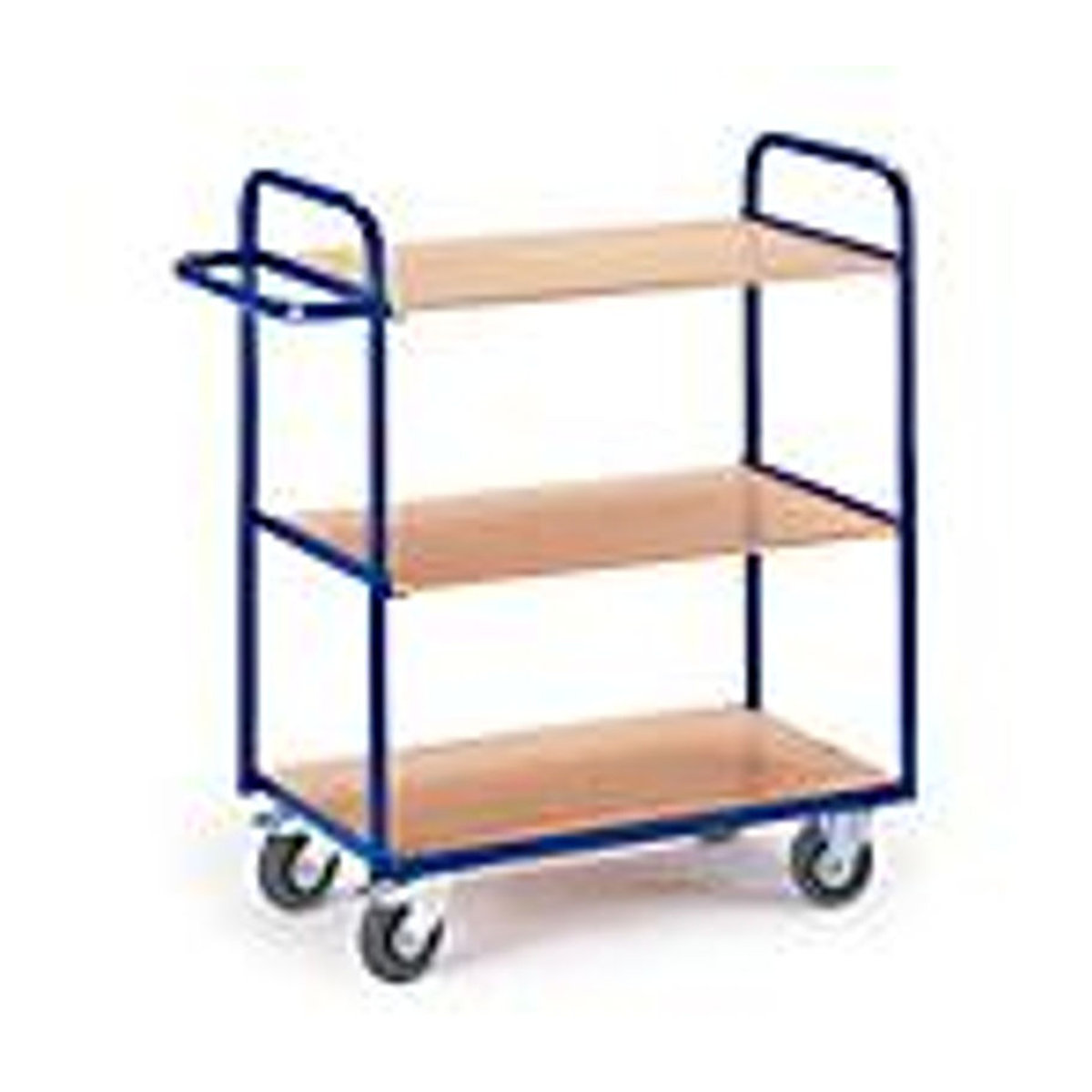 Rollcart Transportsysteme Etagenwagen aus Stahl und Holzwerkstoff mit 12 Etagen in Blau und Buche-Dekor B/T/H: 1000 x 500 x 50 cm - Bild 3