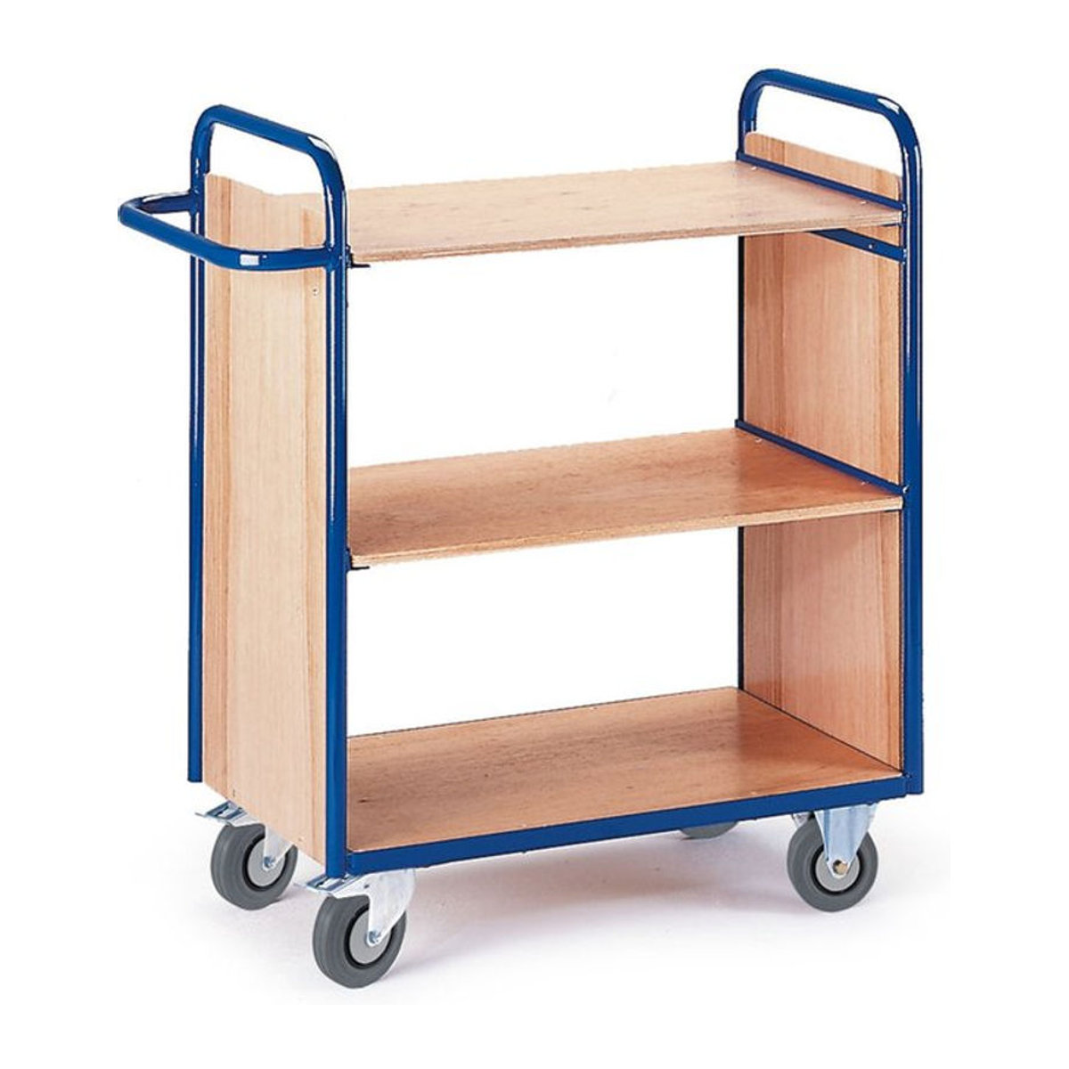 Rollcart Transportsysteme Etagenwagen mit 2 Wänden und 3 Etagen in Buche-Dekor, Höhe: 107 cm, B/T: 100 x 50 cm - Bild 1