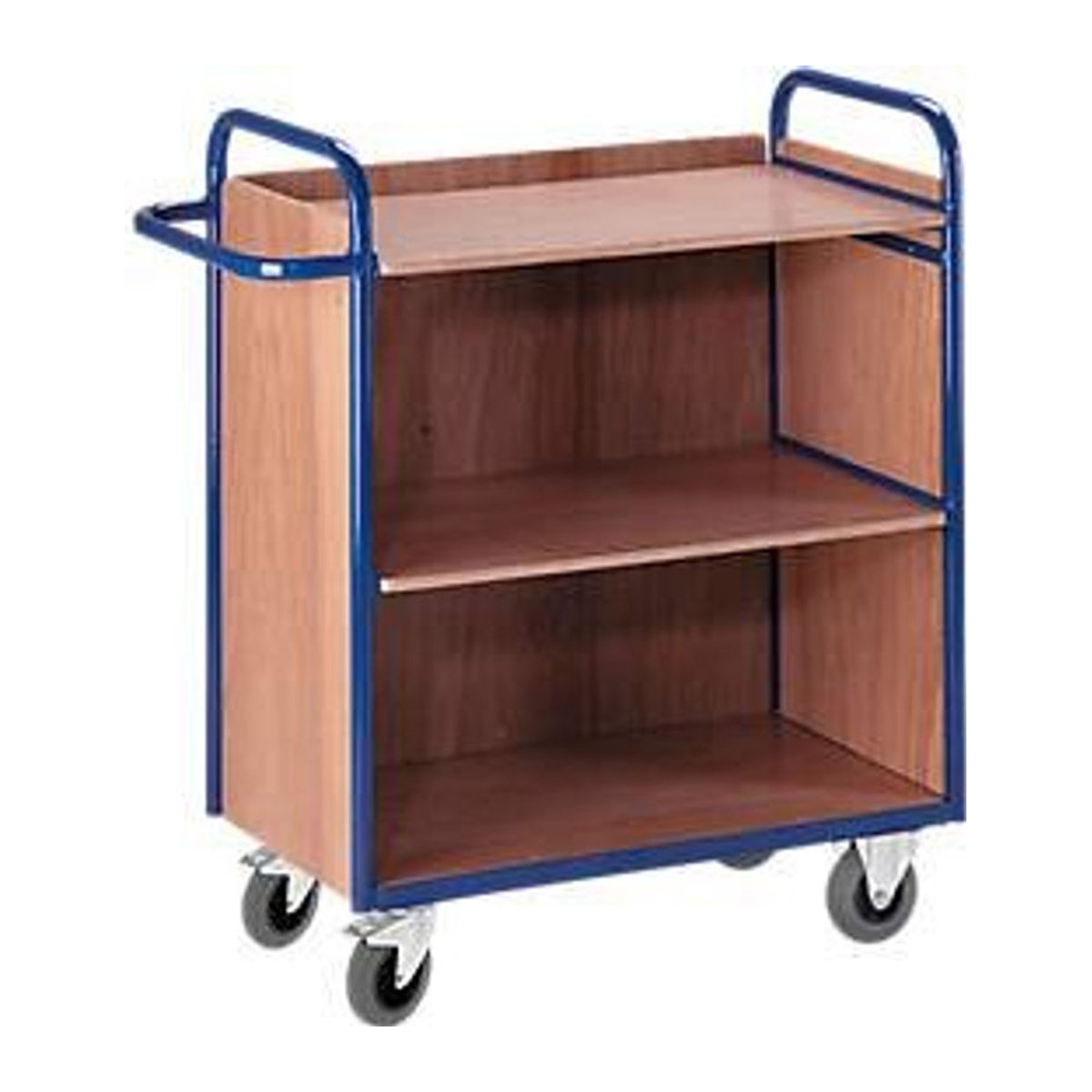 Rollcart Transportsysteme Etagenwagen mit 3 Wänden und 3 Etagen in Buche-Dekor und Blau - Bild 3