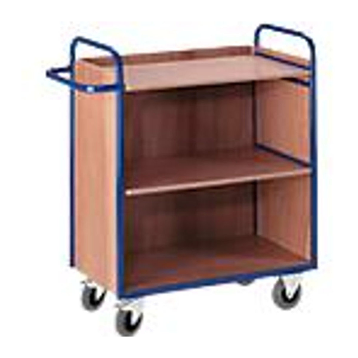 Rollcart Transportsysteme Etagenwagen mit 3 Wänden und 3 Etagen in Buche-Dekor und Blau - Bild 4