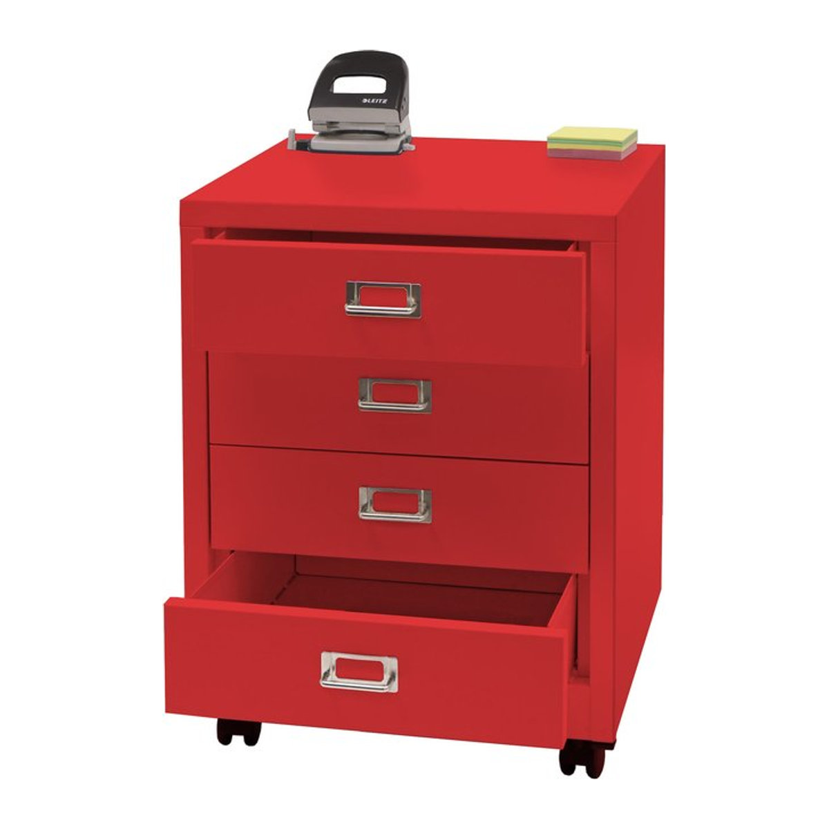 Rollcontainer MCW-L49 Schubladenschrank aus Metall mit 4 Schubladen, Rot, B/T/H: 55 x 40 x 41 cm - Bild 1