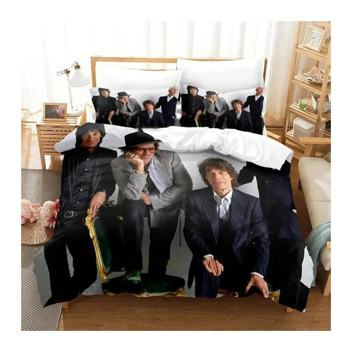 Rolling Stones Logo Bettwäsche-Set mit 3D-Druck in Schwarz, B/H: 135 x 200 cm - Bild 1