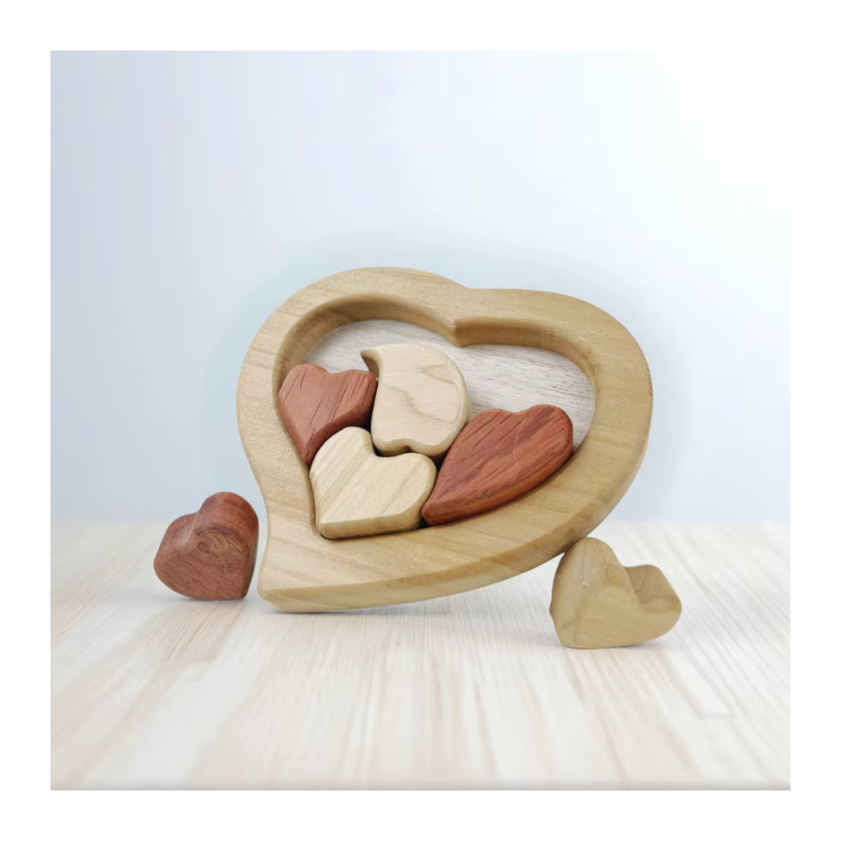 Romantisches Herz-Puzzle aus Holz in Gelb und Mehrfarbig – 20 Gründe, warum ich dich liebe – Geschenk für Paare - Bild 2