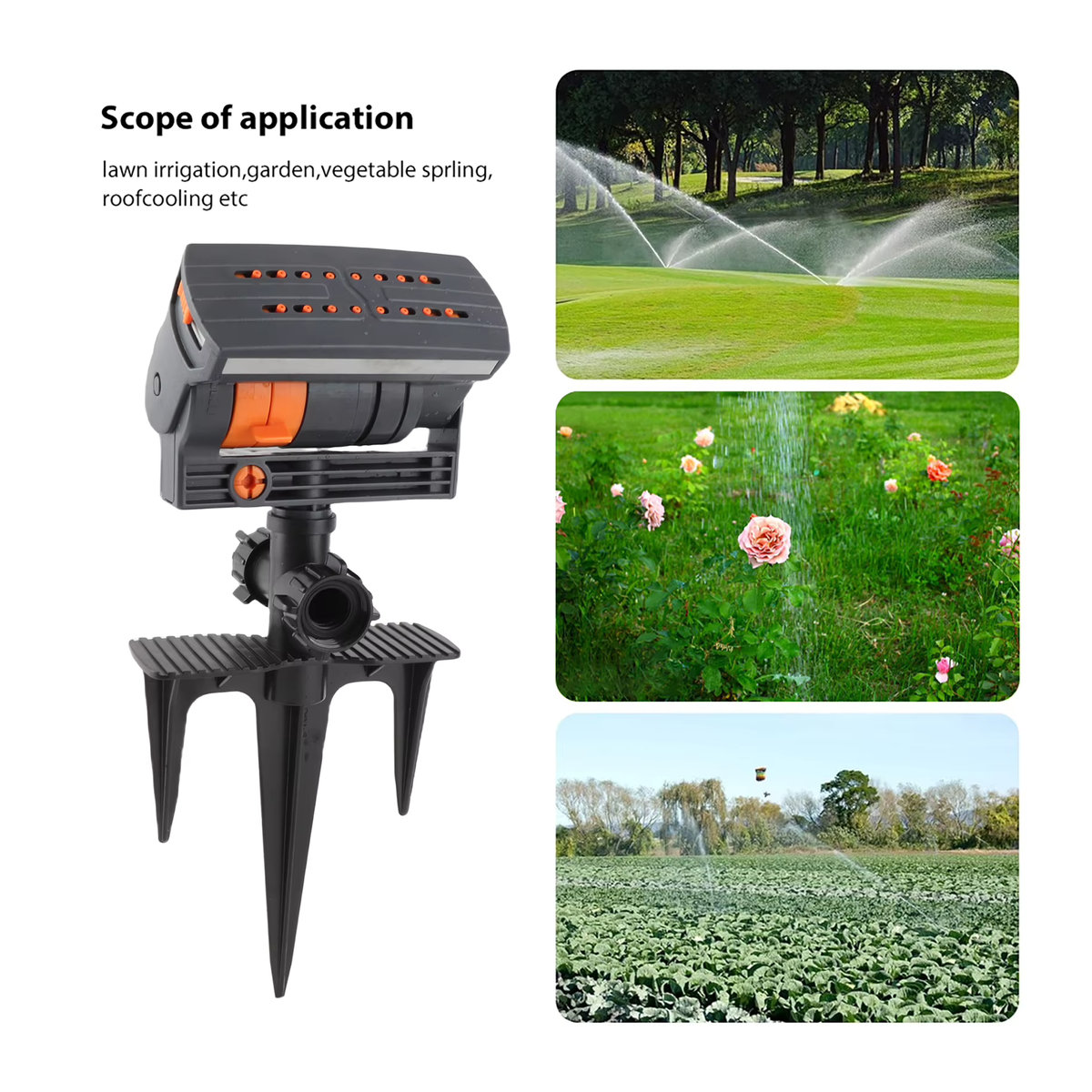 Romellar Automatischer Oszillierender Rasensprinkler mit 16 Löchern, Schwarz, Kunststoff, Rechteckig - Bild 4