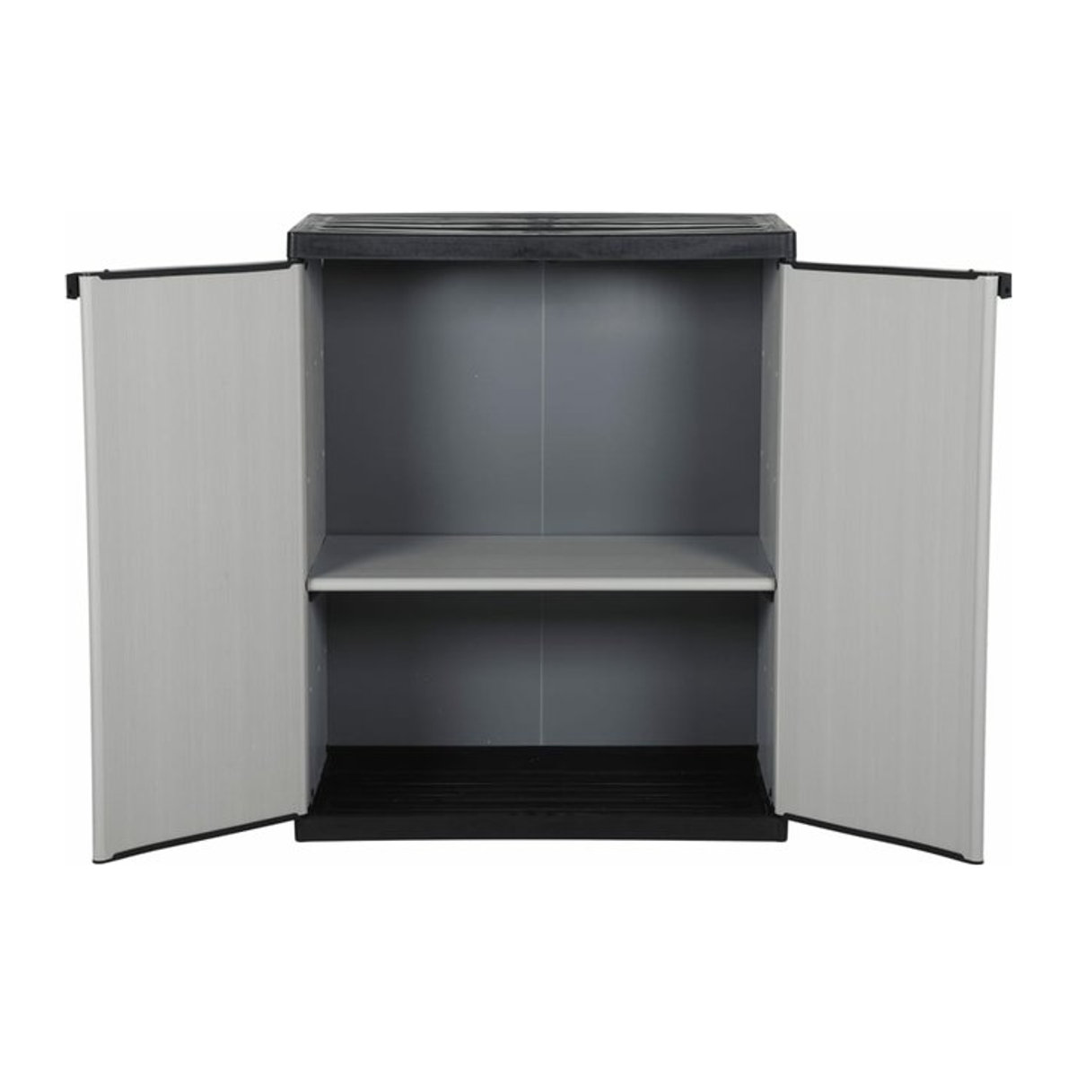 Romellar Terrassen-Gartenschrank für den Außenbereich mit 2 Türen und 1 Regal in Grau und Schwarz, B/T/H: 68 x 40 x 85 cm - Bild 1