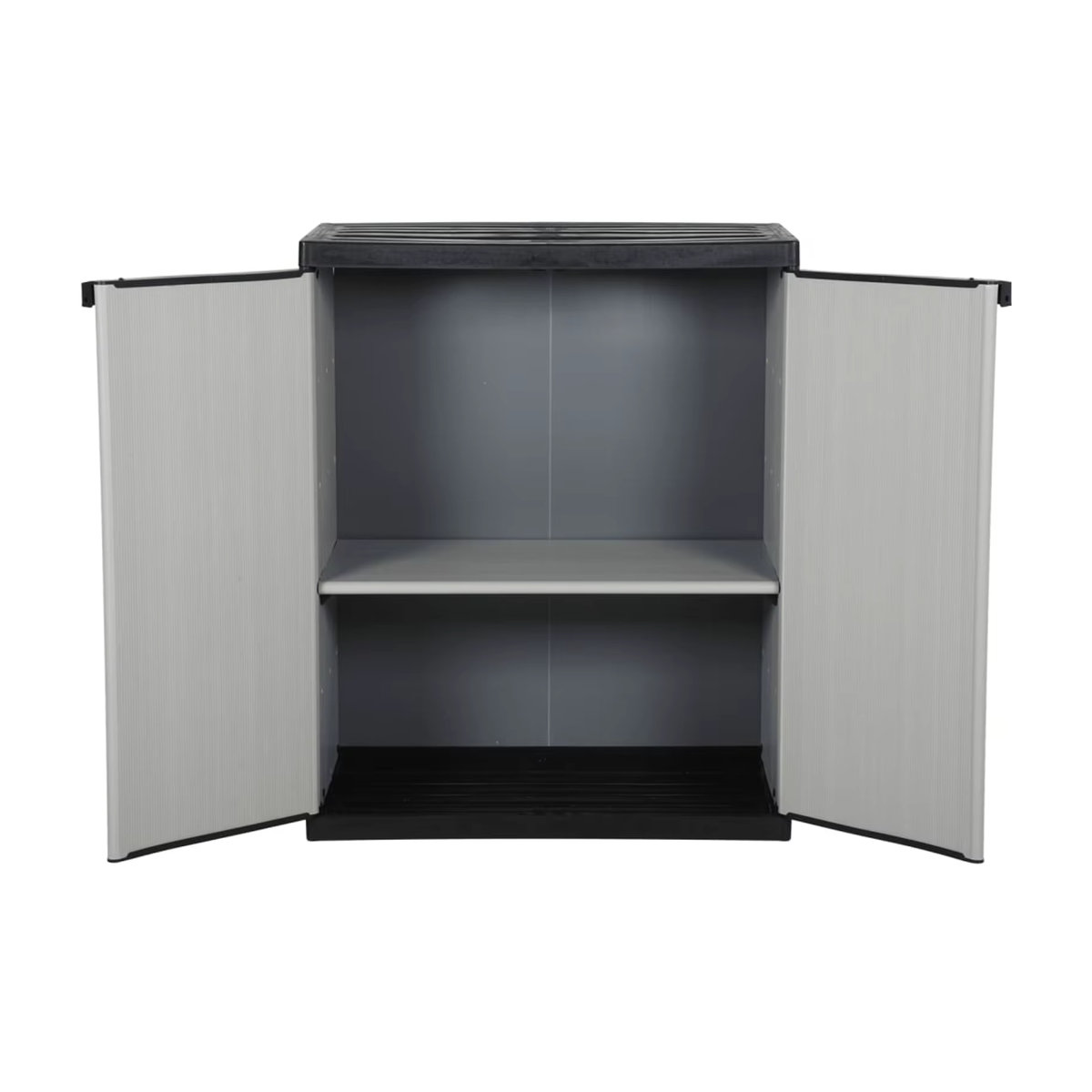 Romellar Terrassen-Gartenschrank für den Außenbereich mit 2 Türen und 1 Regal in Grau und Schwarz, B/T/H: 68 x 40 x 85 cm - Bild 4