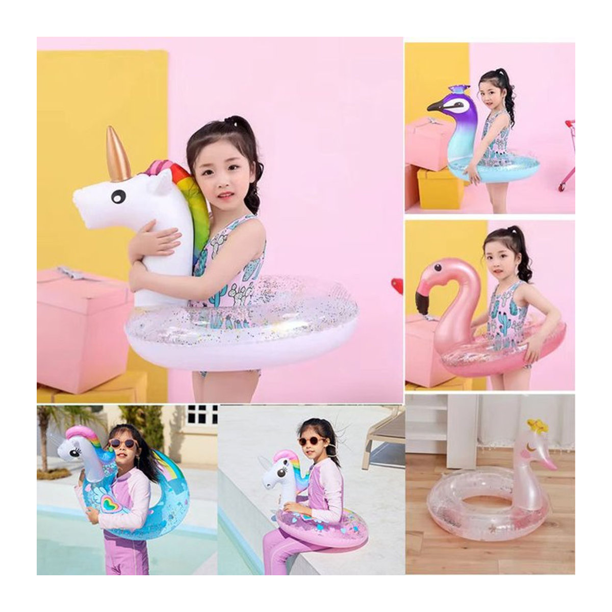 Rooxin Aufblasbarer Pool Float Einhorn und Flamingo Schwimmschlauch für den Wassersport im Sommer - Bild 1