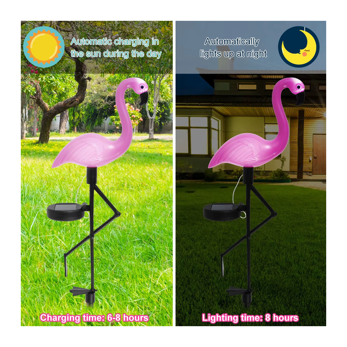 Rosa Flamingo Solarleuchte LED Garten Dekoration Wasserdicht für Terrasse und Gehweg - Bild 2