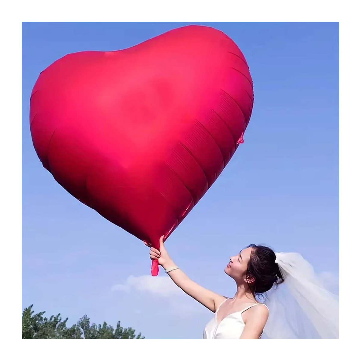 Rosa herzförmiger Folienballon für Valentinstag und Hochzeit, 1 Stück, Durchmesser: 152,4 cm - Bild 3