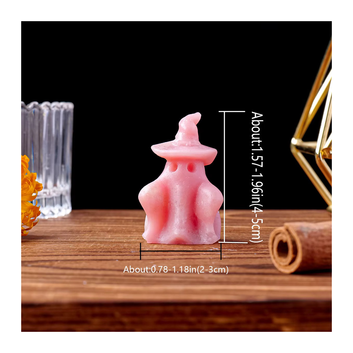 Rosa Kristall Opal Geist als dekoratives Halloween Ornament aus Kunstharz und Stein - Bild 2