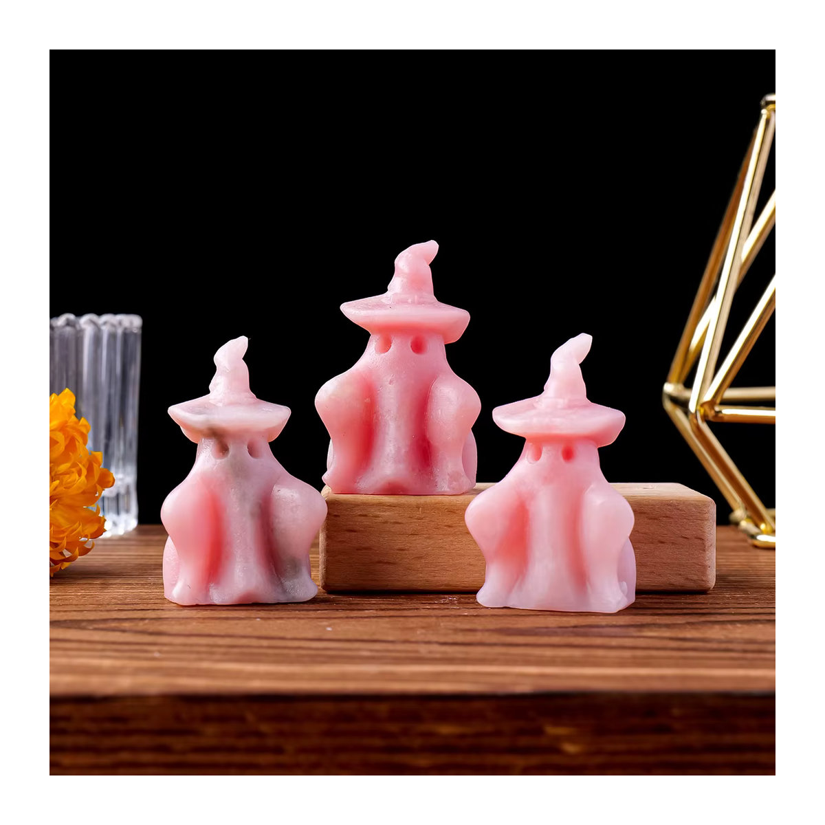 Rosa Kristall Opal Geist als dekoratives Halloween Ornament aus Kunstharz und Stein - Bild 4